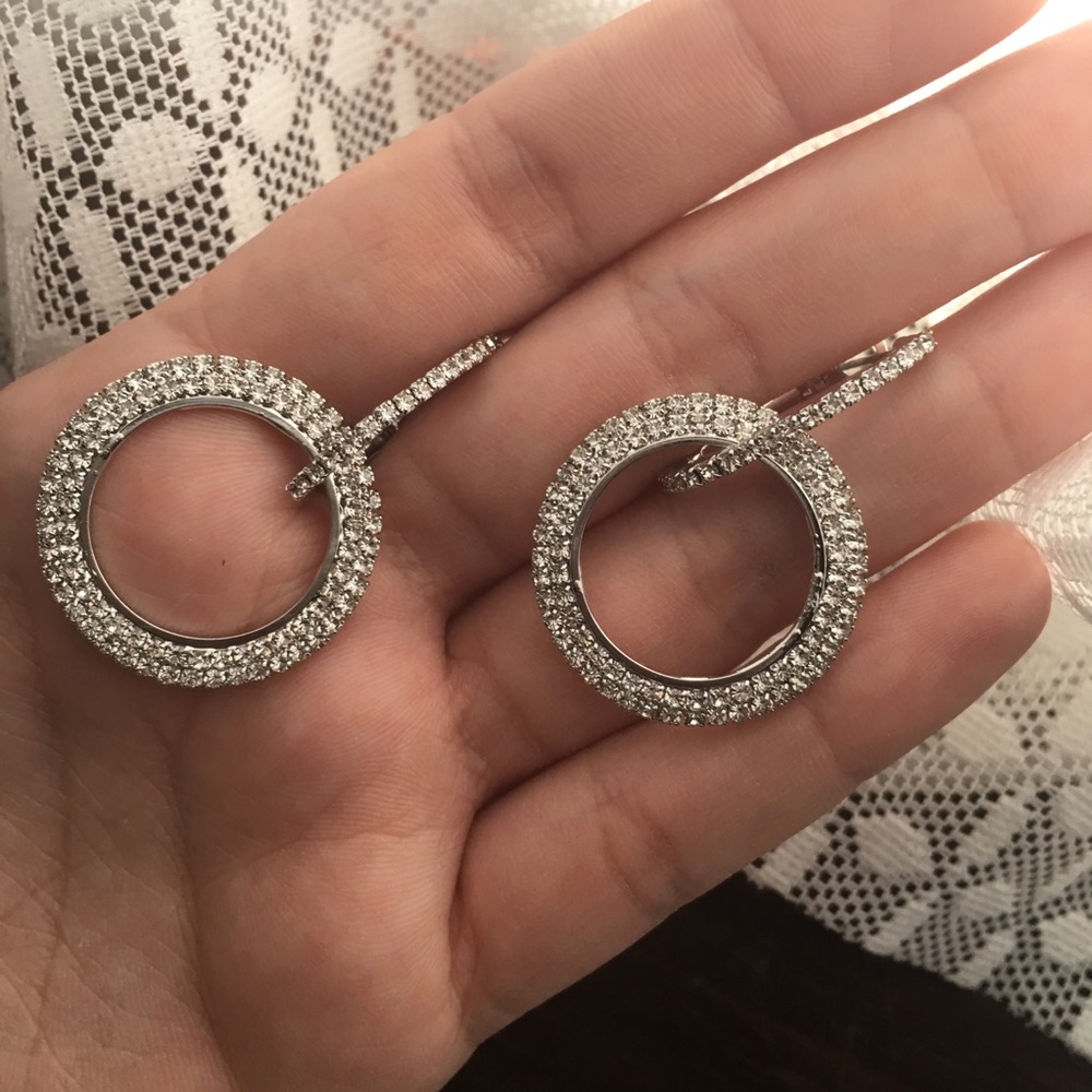 SOLD OUT Crystal Rhinestone Hoop Earrings - Picture 4 of 8